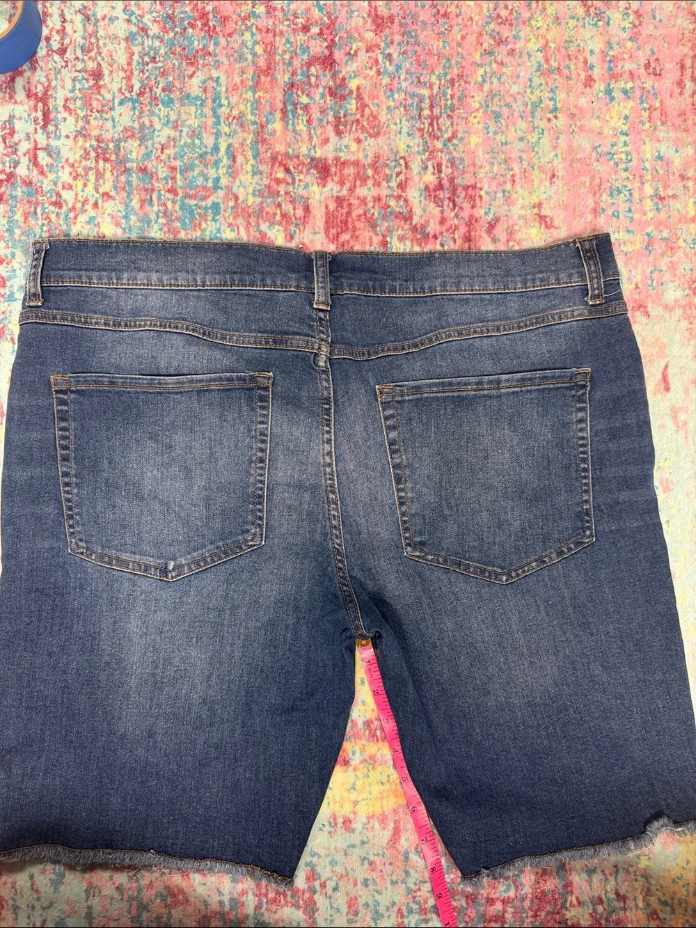 George Men's Distressed Dark Blue Denim Jean Shorts